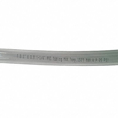 GRAINGER 1PBK4 Tubing 1 I.D. 100 ft Clear Flexible