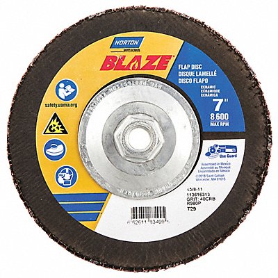 NORTON 66261183499 H7409 Fiber Disc 7 in Dia 5/8in Arbor 40 Grit