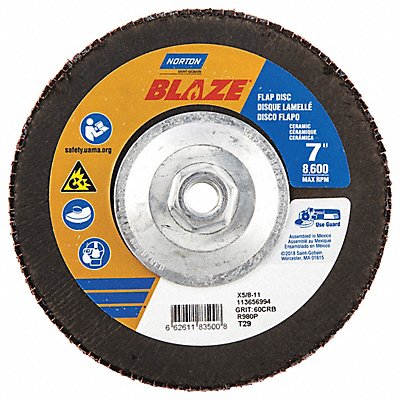 NORTON 66261183500 H7409 Fiber Disc 7 in Dia 5/8in Arbor 60 Grit