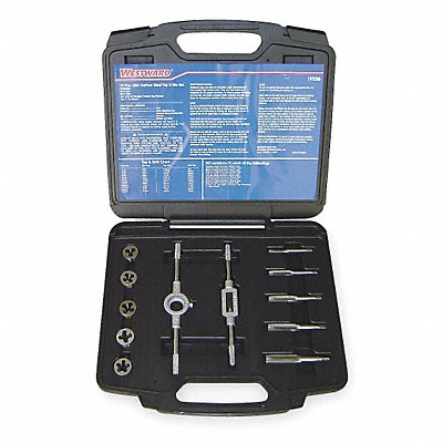 WESTWARD 1PZ39 Tap/Die Set 12 Pieces