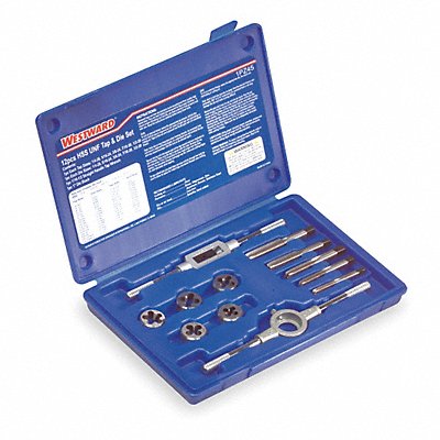WESTWARD 1PZ45 Tap/Die Set 12 Pieces