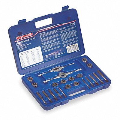 WESTWARD 1PZ47 Tap/Die Set 22 Pieces
