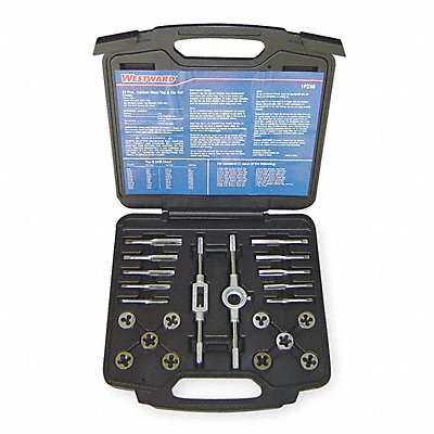 WESTWARD 1PZ48 Tap/Die Set 22 Pieces