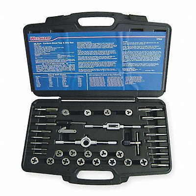 WESTWARD 1PZ49 Tap/Die Set 39 Pieces