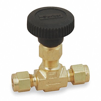 PARKER 6AV6LRB Needle Valve Straight Brass 3/8 In.