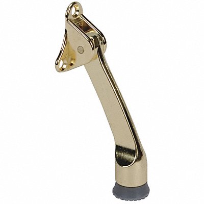 GRAINGER 4JG77 Lever Door Holder Bright Brass Brass 4In