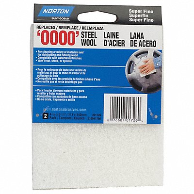 NORTON 7660701726 Steel Wool Pad 4 3/8 in W 5 1/2 in L PK2