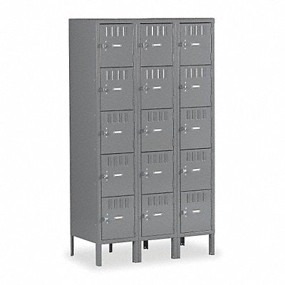 TENNSCO BS51215123MG Bx Locker 5x3Locker Grey 66 x36 x15 Assm