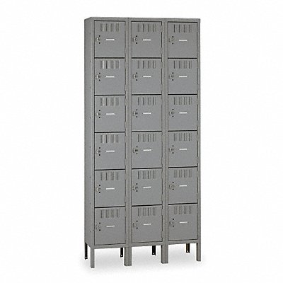 TENNSCO BS61215123MG Box Locker Louvered 3 Wide 6 Tier Grey