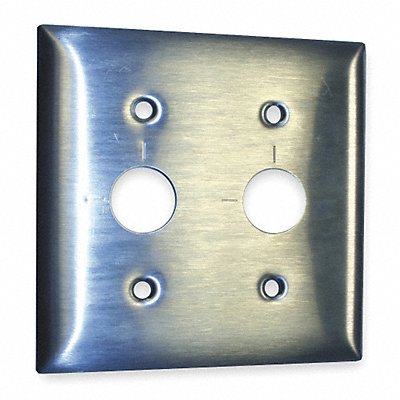 HUBBELL SS22RKLM Barrel Key Wall Plate Standard Silver 2 Gang Smooth