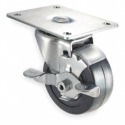 GRAINGER 1UKR2 Standard Plate Castor Swivel 125 lb.