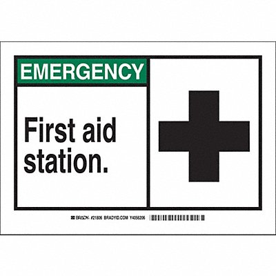BRADY 46759 First Aid Sign 10X14 Aluminum