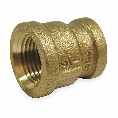 GRAINGER 1VGD2 Reducing Coupling Red Brass 1/2 x 3/8 in