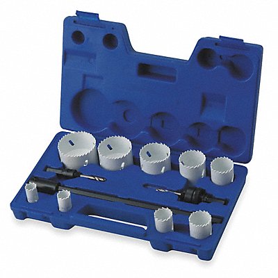 WESTWARD 1VXK3 Hole Saw Kit Bimetal 3/4 To 2.5 In 12 Pc