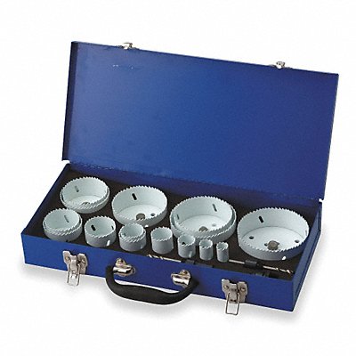 WESTWARD 1VXK4 Hole Saw Kit Bimetal 3/4 To 4.5 In 19 Pc