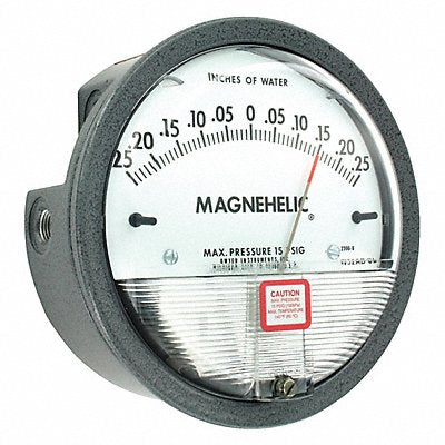 DWYER 23000 Pressure Gauge 0.25In to 0 to 0.25In H2O
