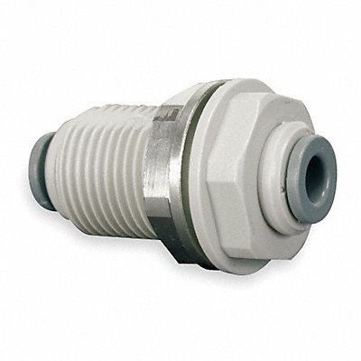 JOHN GUEST PI1208SPK10 Bulkhead Union 1/4 In Tube OD Grey PK10