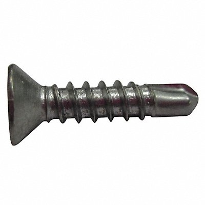 GRAINGER U318800130100 Drill Screw Flat #6 410SS 1 L PK100