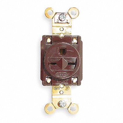 HUBBELL HBL5661 Recept Brown 15 A 2P3W Back Side 1PK
