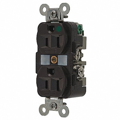 HUBBELL HBL8200 Recept Brown 15 A 2P3W Back Side 1PK