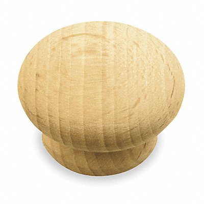 GRAINGER 1XNR3 Cabinet Knob Round Beech Wood PK5