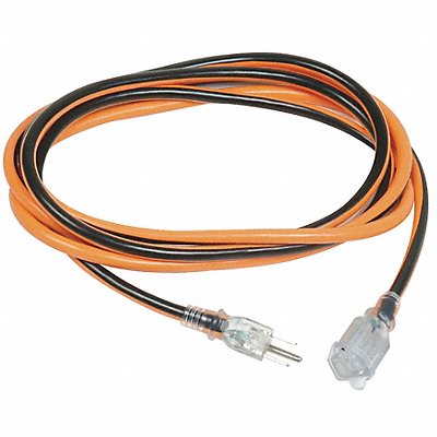POWER FIRST 1XUP4 Lighted Extension Cord 10ft 14Ga 15A SJTW Org/Blk