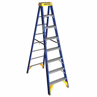 WERNER OBCN08 Stepladder Fiberglass 8 ft H 375 lb Cap