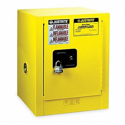 JUSTRITE 890400 E4581 Flammable Safety Cabinet 4 gal Yellow