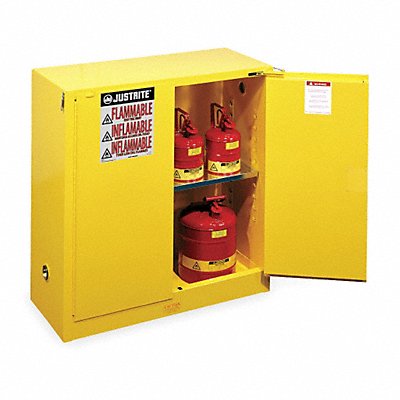 JUSTRITE 893020 E4578 Flammable Safety Cabinet 30 gal Yellow