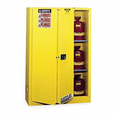 JUSTRITE 894580 Flammable Safety Cabinet 45 gal Yellow
