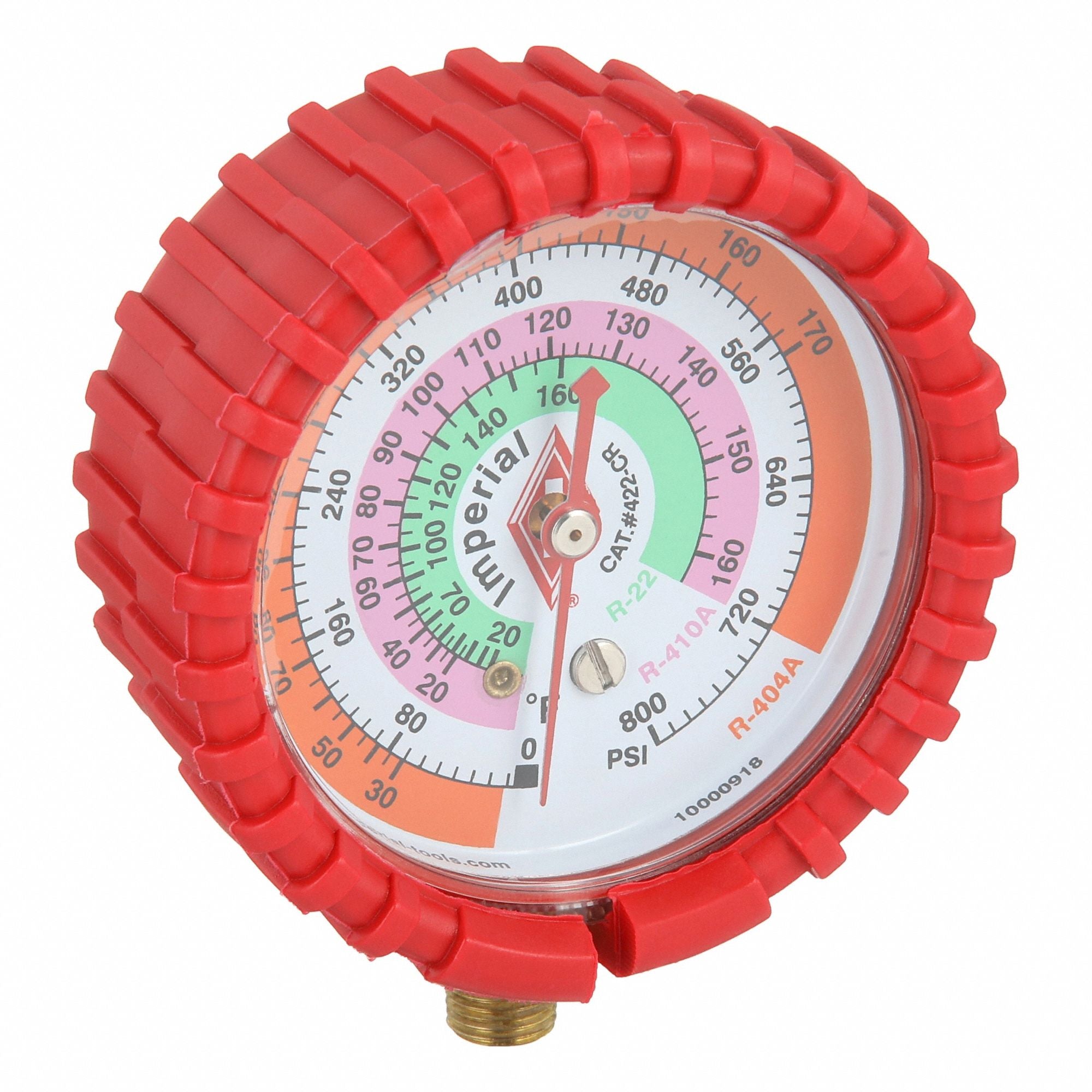 IMPERIAL 422CR Gauge 2-1/2 In Dia High Side Red 800 psi