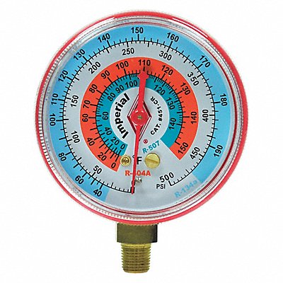 IMPERIAL 423CR Gauge 2-1/2 In Dia High Side Red 500 psi