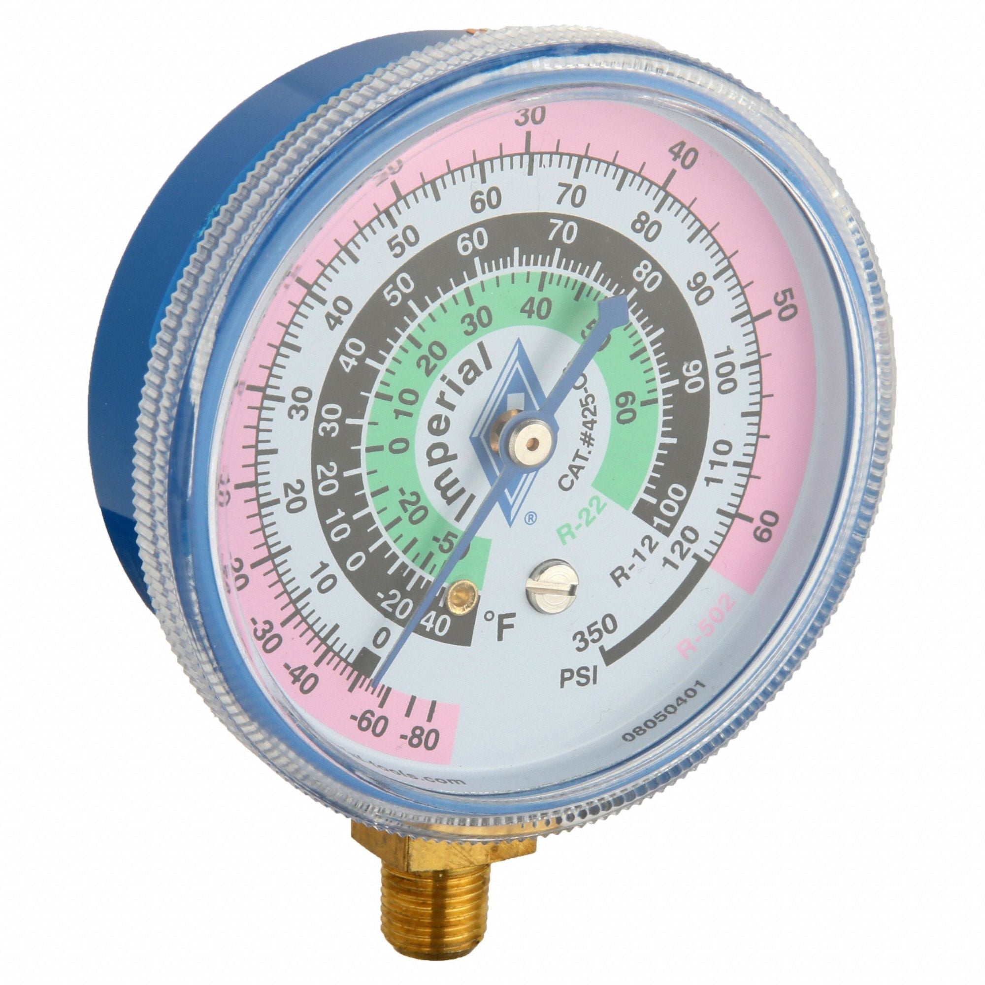 IMPERIAL 425CB Gauge 2-1/2 In Dia Low Side Blue 350 psi