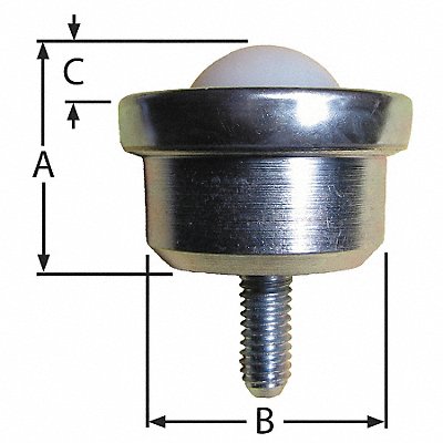 ASHLAND CONVEYOR BTS142063DIA17NYLCS Ball Transfer Threaded Stud 5/8 Ball D