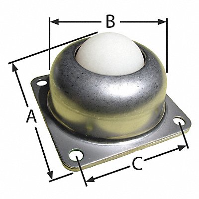 ASHLAND CONVEYOR BTF4H15DIA125NYLSS Ball Transfer Flange 1-1/2 Ball Dia.