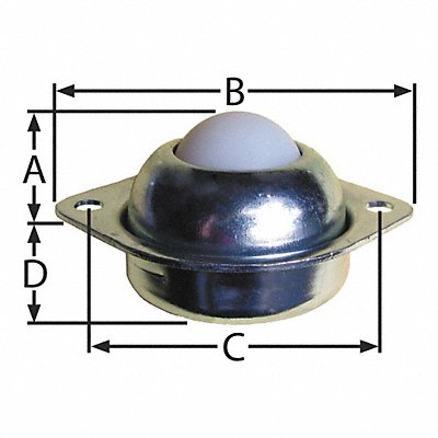 ASHLAND CONVEYOR BTCF2H1DIA35NYLCS Ball Transfer Countersunk 1 Ball Dia.