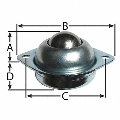ASHLAND CONVEYOR BTCF2H1DIA75CSCS Ball Transfer Countersunk 1 Ball Dia.