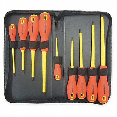 WESTWARD 1YXN6 Ins. Screwdriver Set Slot/Phillips 9 Pc