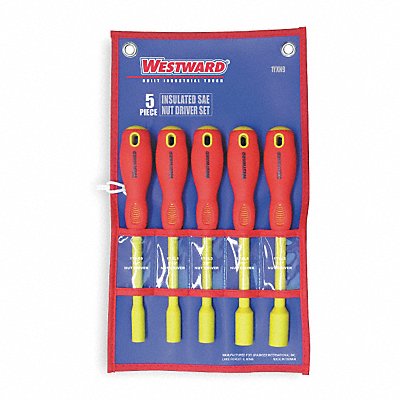 WESTWARD 1YXN9 Solid Round Shank Nut Driver Set