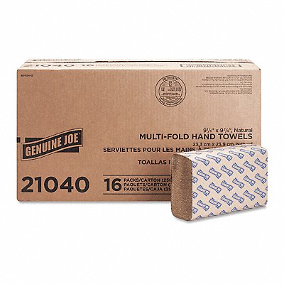 GENUINE JOE GJO21040 Multifold Natural Towels 1-Ply PK4000