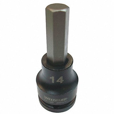 WESTWARD 20HX51 Impact Socket Bit St Steel Black Oxide H14