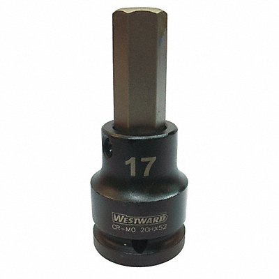 WESTWARD 20HX52 Impact Socket Bit St Steel Black Oxide H17