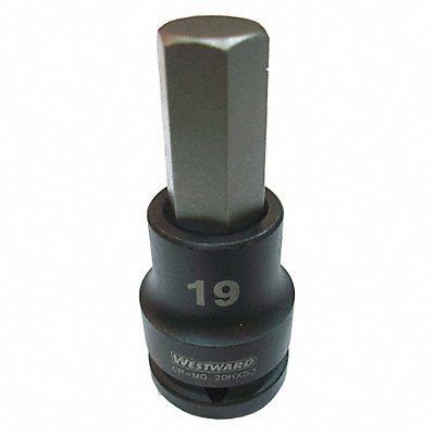 WESTWARD 20HX53 Impact Socket Bit St Steel Black Oxide H19