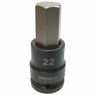 WESTWARD 20HX54 Impact Socket Bit St Steel Black Oxide H22