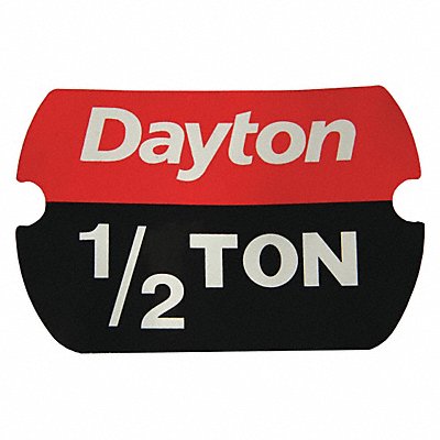 DAYTON MH29XL8703G Label Rated Load 1/2 Ton