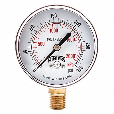 WINTERS PEM217LF J1380 Gauge Pressure 0 to 300 psi 2-1/2 in