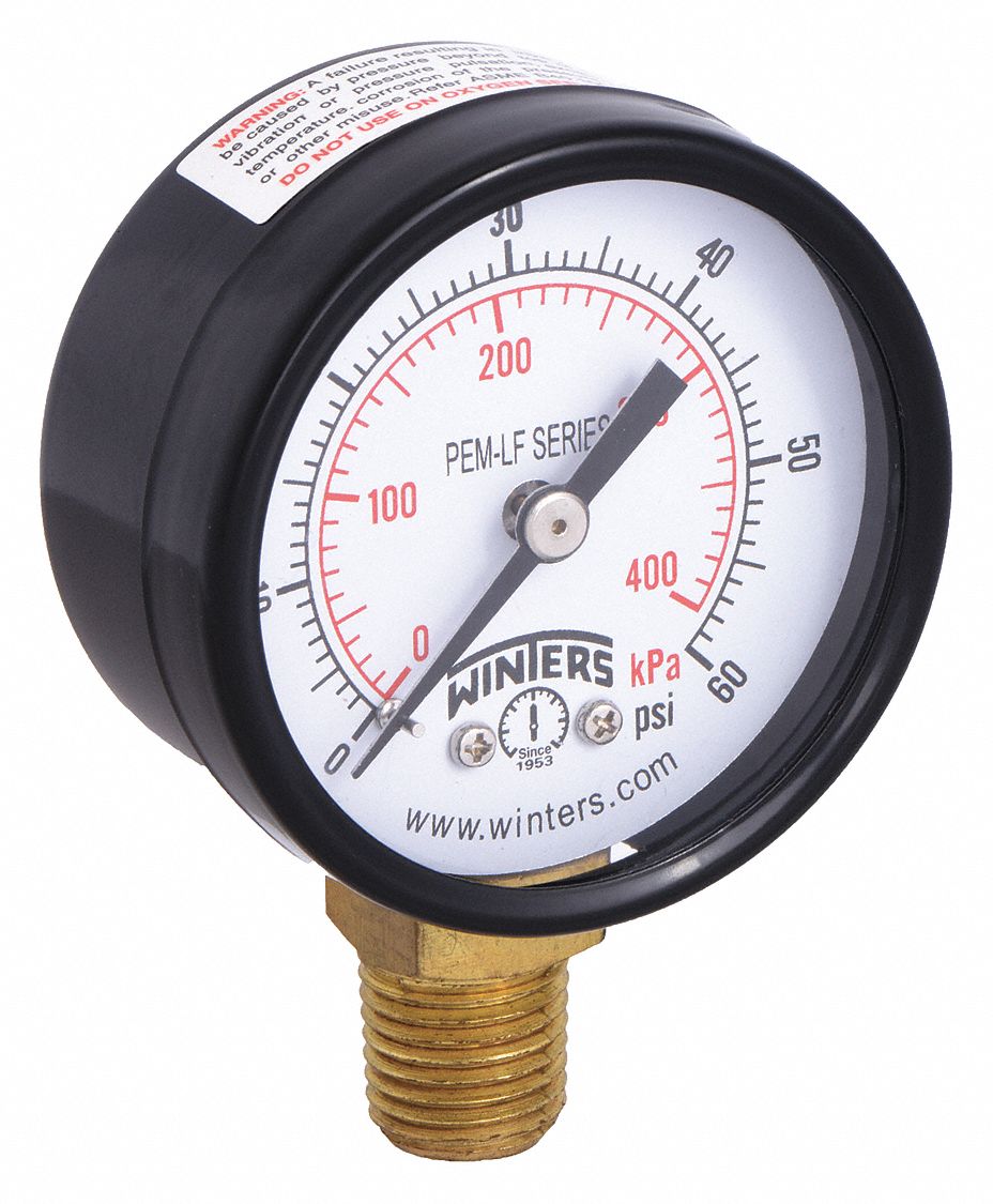 WINTERS PEM201LF J1379 Gauge Pressure 0 to 60 psi 2 in