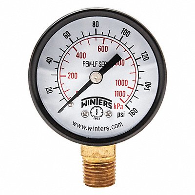 WINTERS PEM203LF J1379 Gauge Pressure 0 to 160 psi 2 in