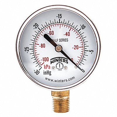 WINTERS PEM210LF J1380 Gauge Pressure 30 in Hg Vac/kPa 2-1/2 in