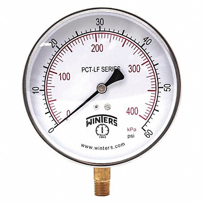 WINTERS PCT322LF Gauge Pressure 0 to 60 psi 4-1/2 in.